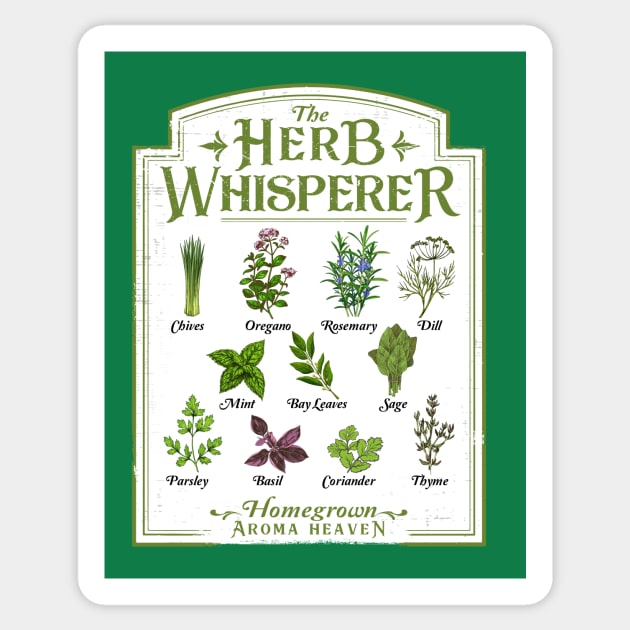 Herb Whisperer Funny Herb Plants Gardening Designs Sticker by MarkusShirts